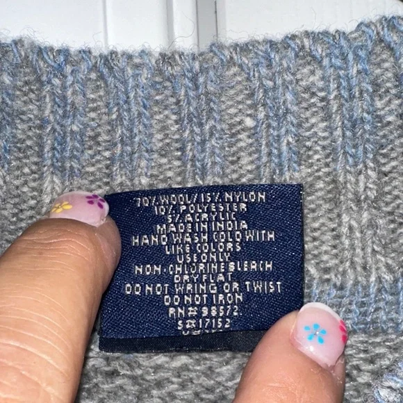 Steve & Barry's Men's Wool Blend Blue and Gray Crewneck Sweater - Picture 6 of 7